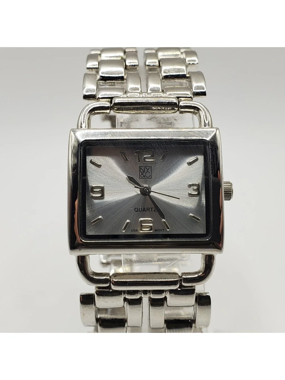 NY&C Watch 26mm Womens Rectangle Silver Tone New Battery